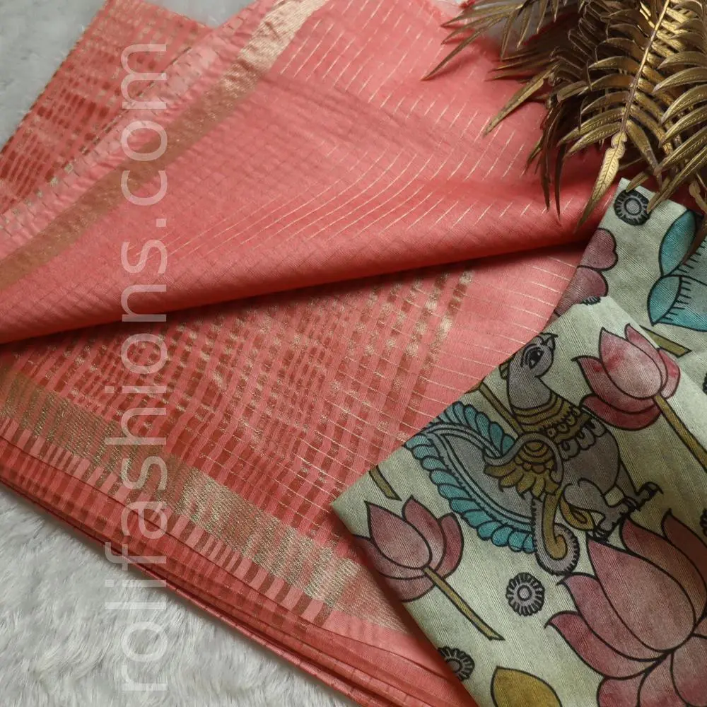 Pastel Pink saree and printed blouse