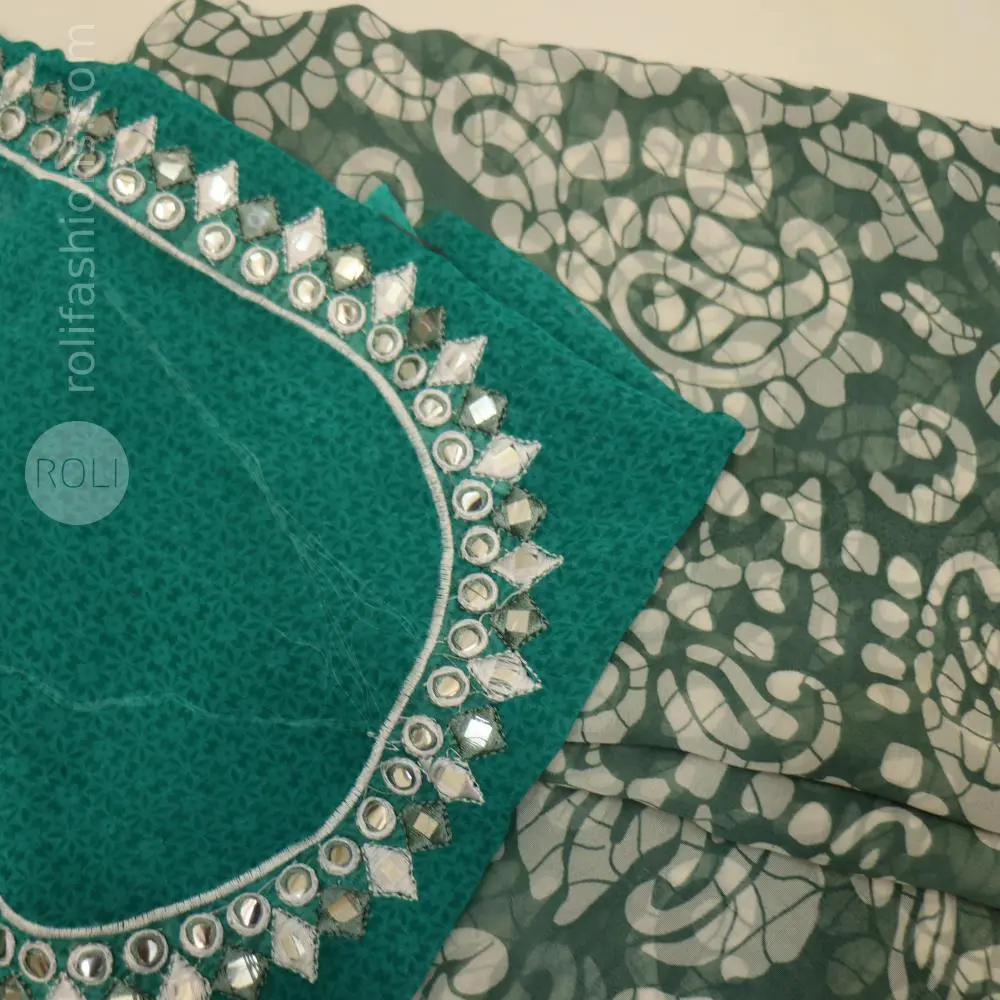 Hunter green saree with pine green border