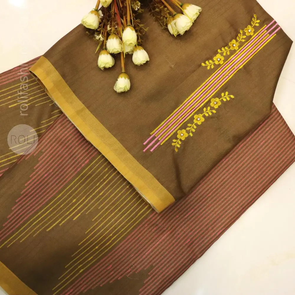 Greeny chocolate brown with warm, elegant contrasts