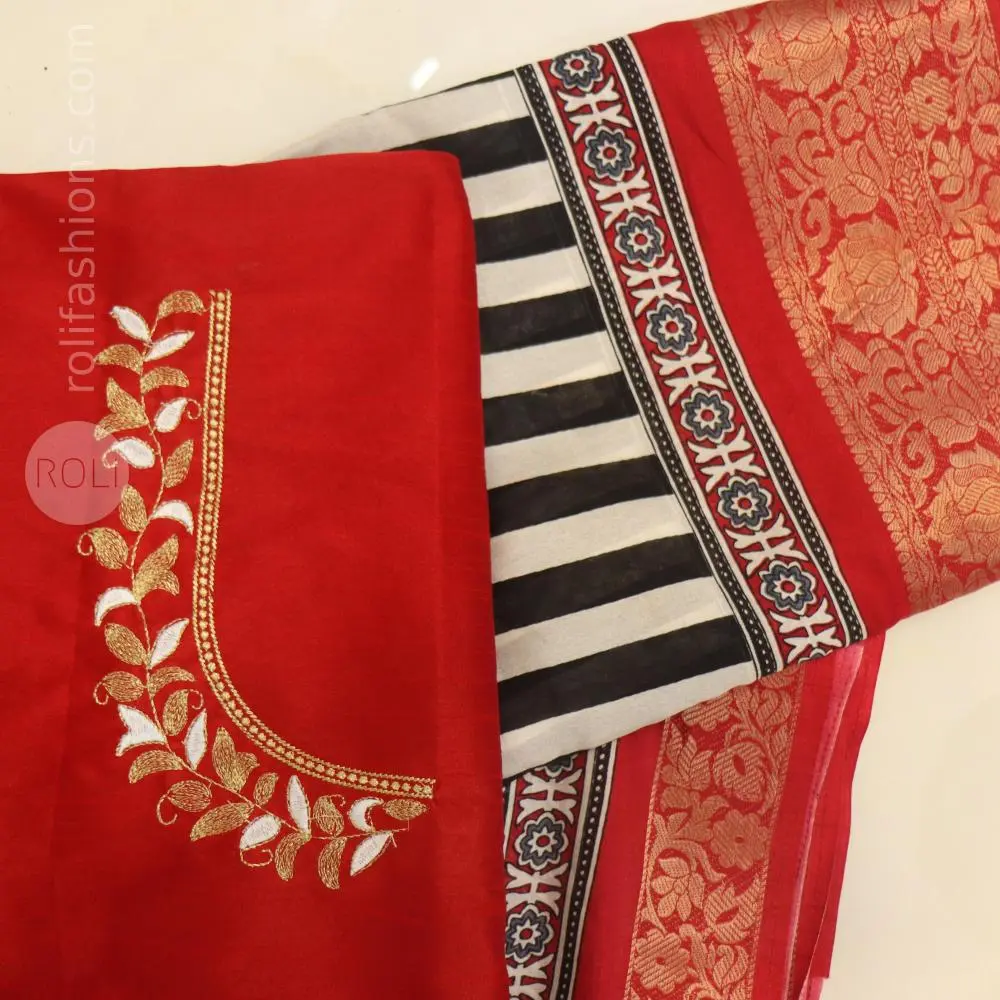 White and black stripes with red border