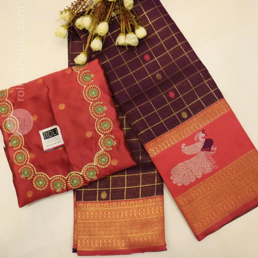 Dark paakku colour with crimson border