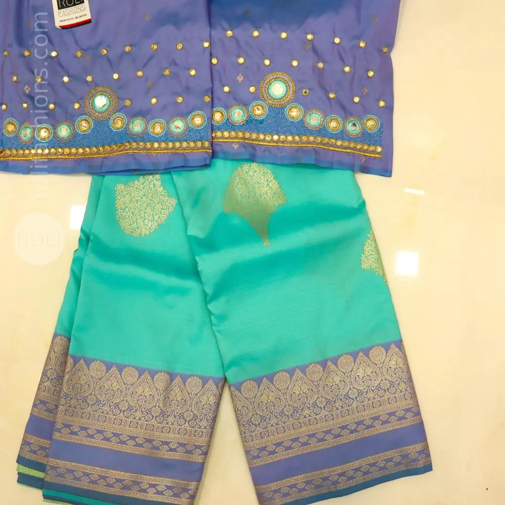 Aqua Pastel blue saree withroyal bluish purple blouse