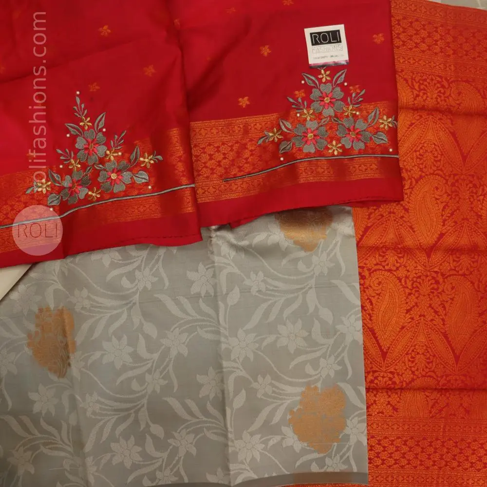 Grey with vibrant orange