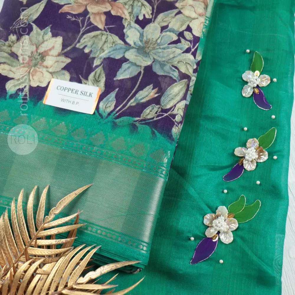 Violet Saree and Myrtle Green Blouse