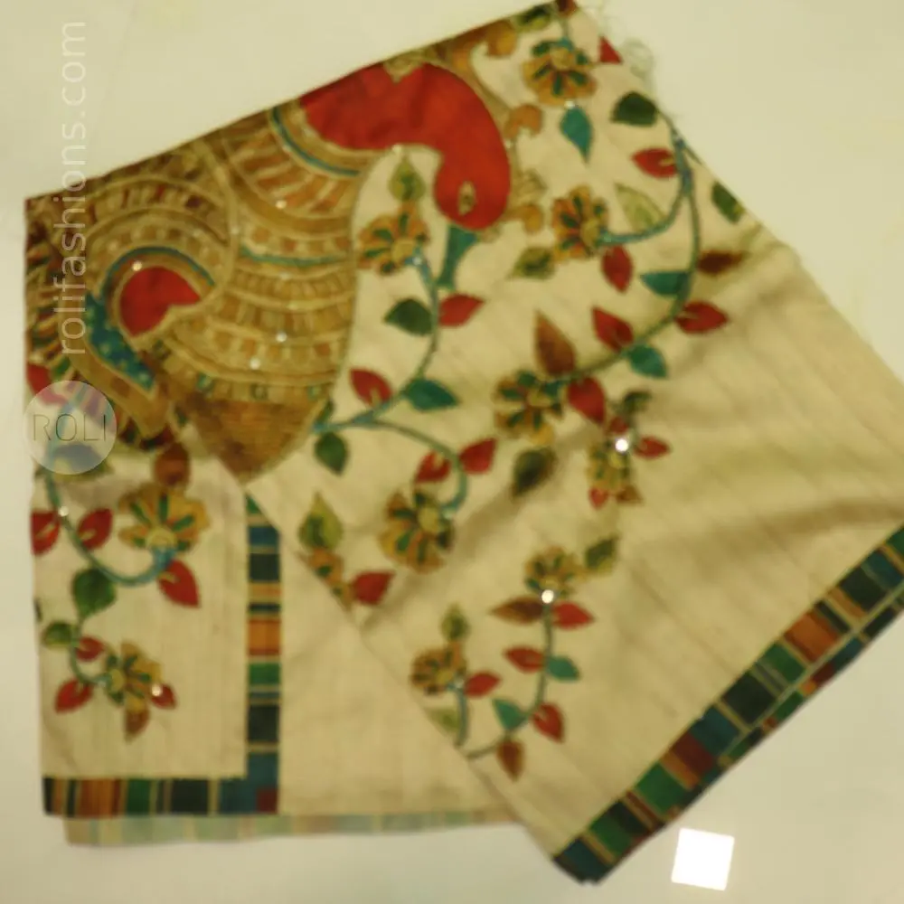 Goddess white with saree with kantha hand work