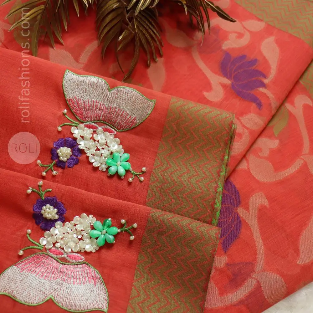 Lipstick Red Saree