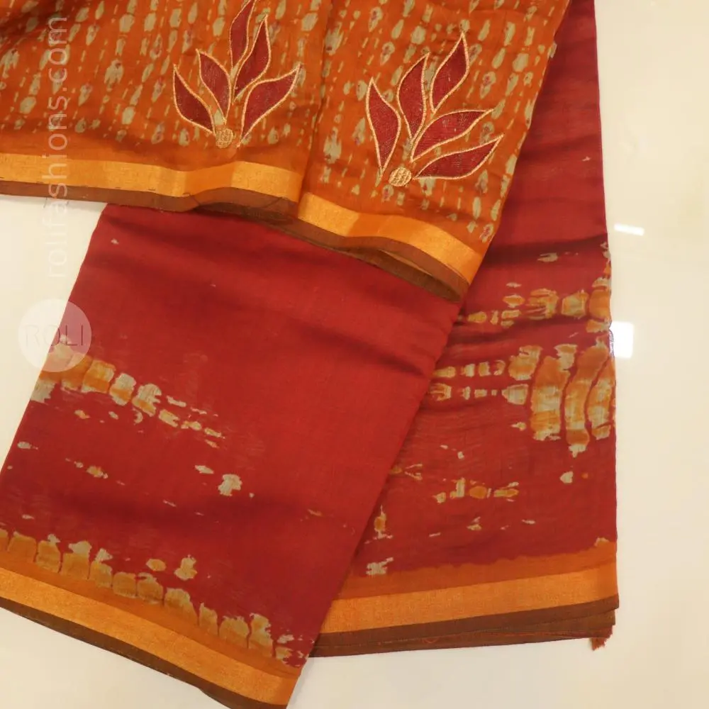 Kumkum red with Brick orange border