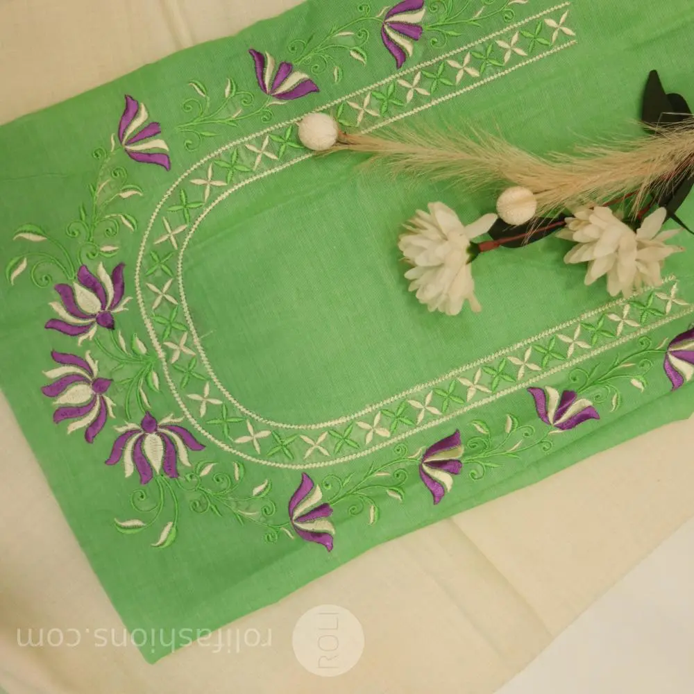 Cream White Saree and Green Blouse