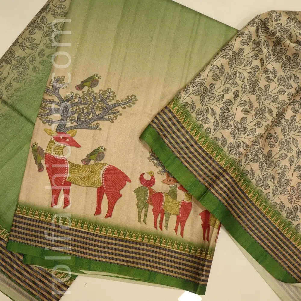 Olive Green and Half white