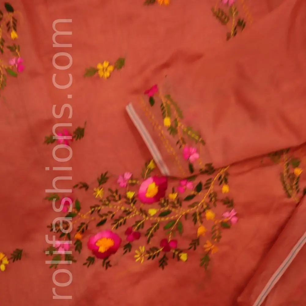 Peach with yellow thread handwork