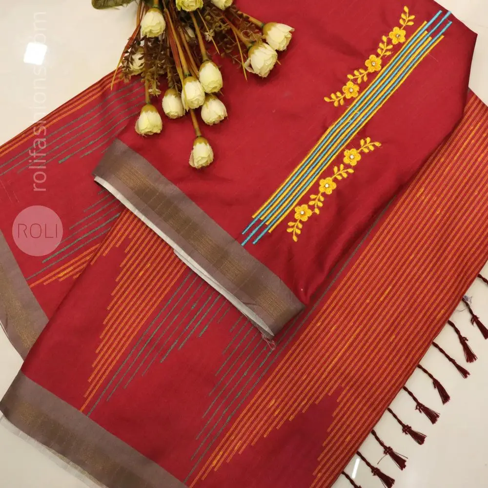 Deep vermilion red with warm, festive contrasts