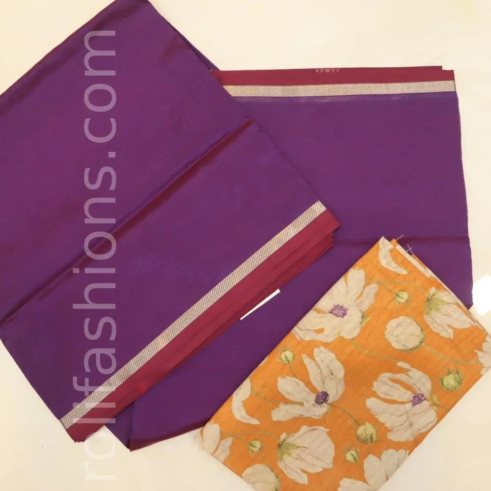 Dark violet with Maroon border,Two blouse concept