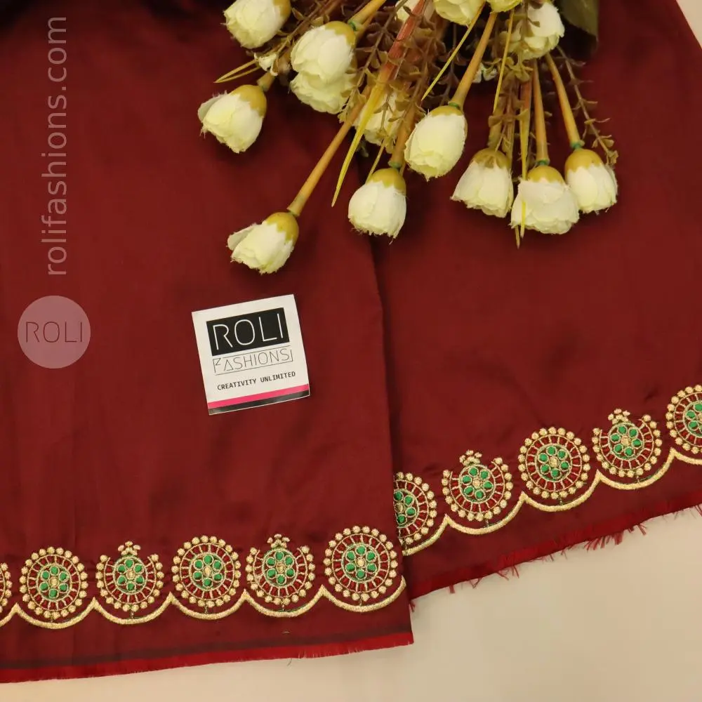 Royal Wine Maroon with gold and green embroidery